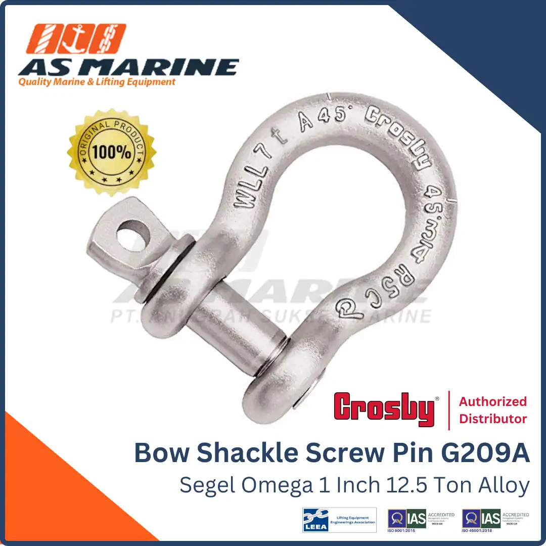 Bow Shackle / Segel Omega Crosby G209A Alloy Screw PIN 1 Inch 12.5 Ton